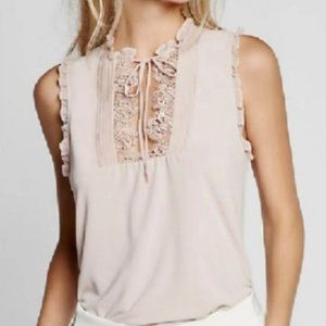 Express sleeveless lace tank- pink